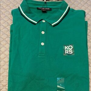 Michael Kors Teal Polo Shirt with White Accents New with tags